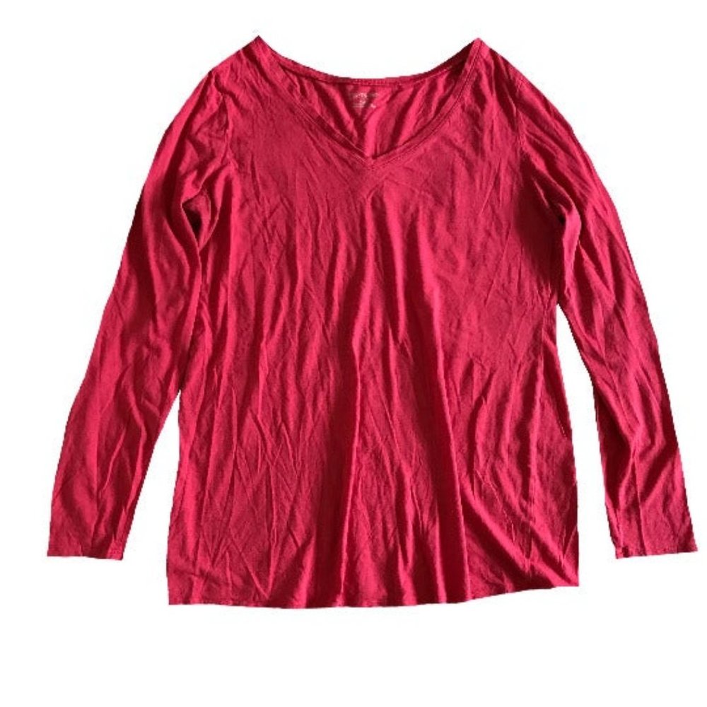 Motherhood Maternity Red Button Sleeve Tee Size Medium Shirt Top Longsleeve